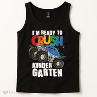 Funny I'm Ready To Crush Kindergarten Shark Monster Truck Tank Top thumb 2
