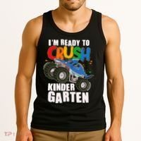 Funny I'm Ready To Crush Kindergarten Shark Monster Truck Tank Top thumb 3