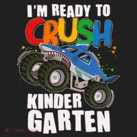 Funny I'm Ready To Crush Kindergarten Shark Monster Truck Golf Towel thumb 3