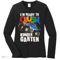 Funny I'm Ready To Crush Kindergarten Shark Monster Truck Women's Long Sleeve Shirt thumb 0