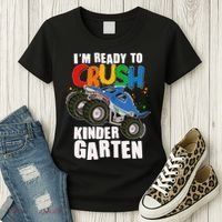 Funny I'm Ready To Crush Kindergarten Shark Monster Truck Women's T-Shirt thumb 3