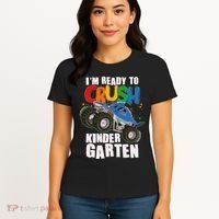 Funny I'm Ready To Crush Kindergarten Shark Monster Truck Women's T-Shirt thumb 4