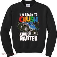 Funny I'm Ready To Crush Kindergarten Shark Monster Truck Kids Sweatshirt thumb 0