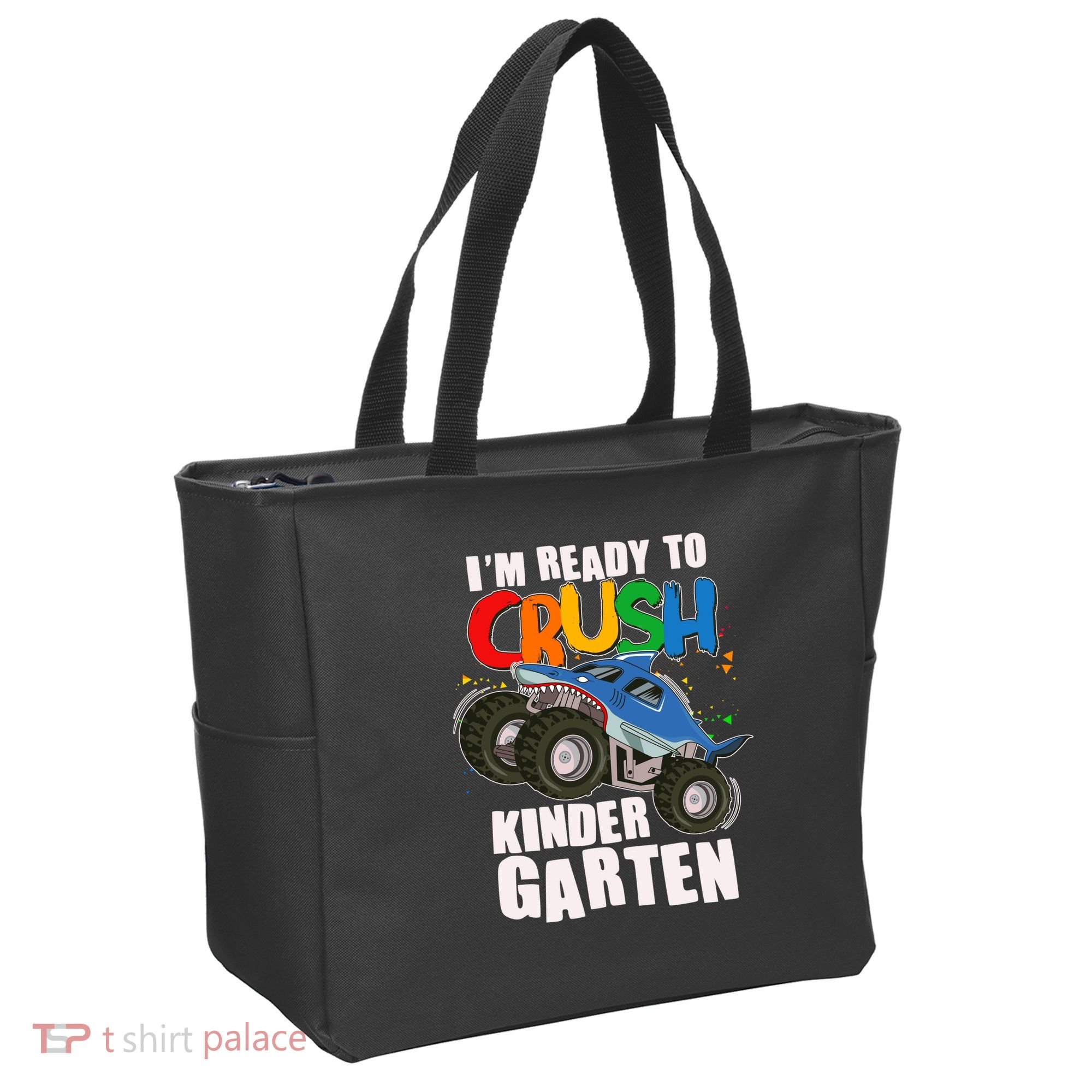 Funny I'm Ready To Crush Kindergarten Shark Monster Truck Tote Bag