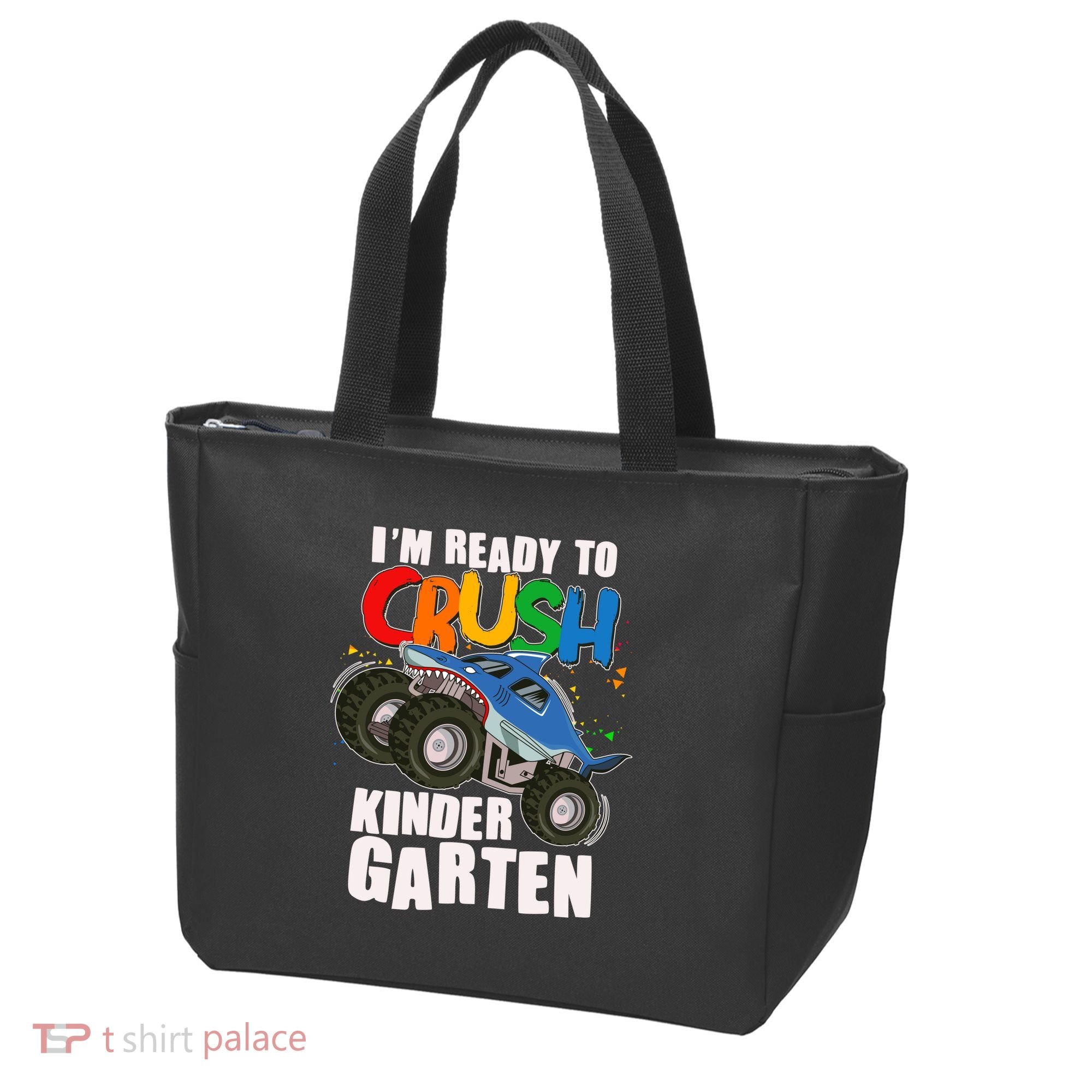 Funny I'm Ready To Crush Kindergarten Shark Monster Truck Tote Bag