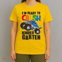 Funny I'm Ready To Crush Kindergarten Shark Monster Truck T-Shirt thumb 4