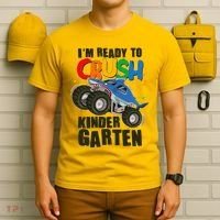 Funny I'm Ready To Crush Kindergarten Shark Monster Truck T-Shirt thumb 6