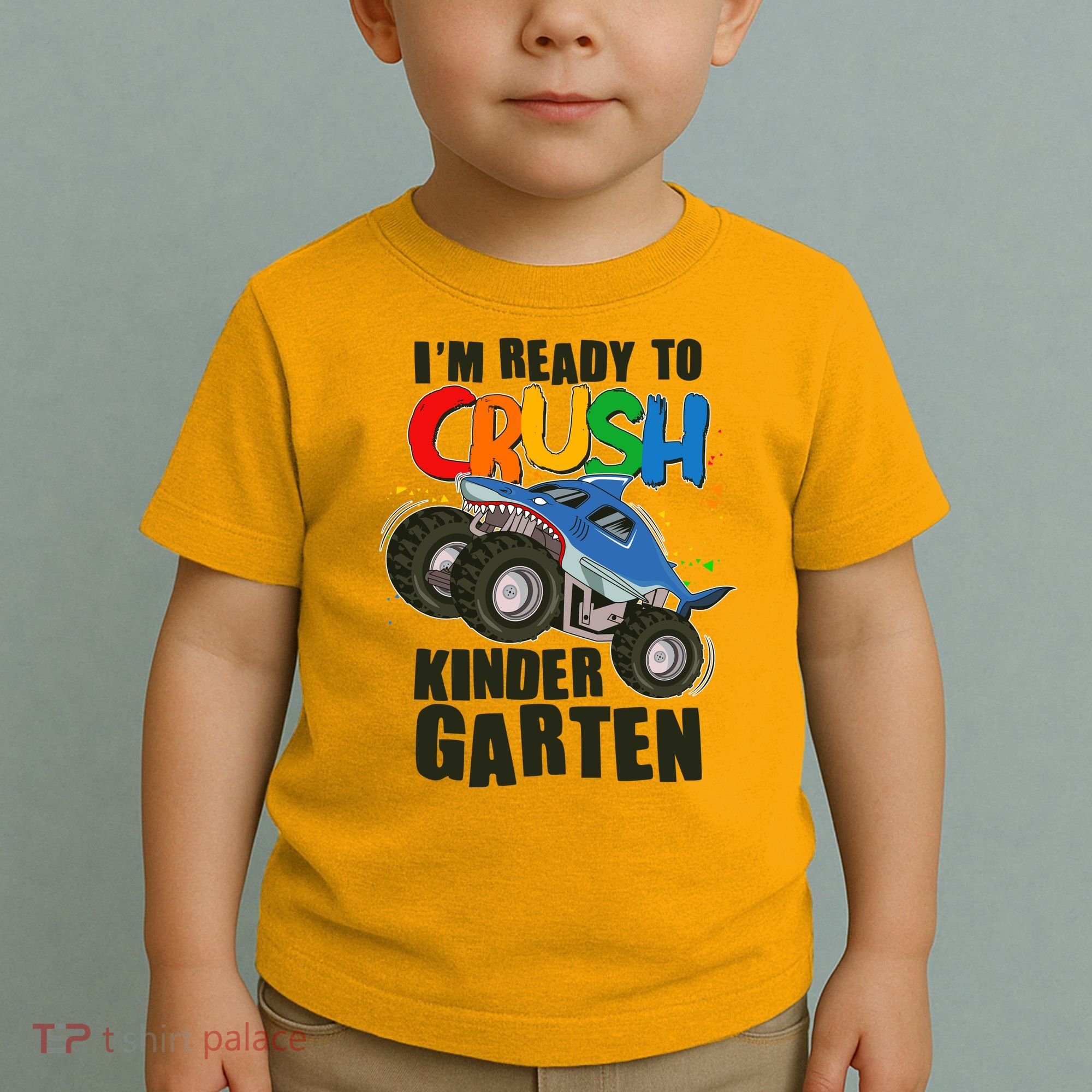 Funny I'm Ready To Crush Kindergarten Shark Monster Truck Toddler T-Shirt