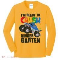 Funny I'm Ready To Crush Kindergarten Shark Monster Truck Kids Long Sleeve Shirt thumb 0