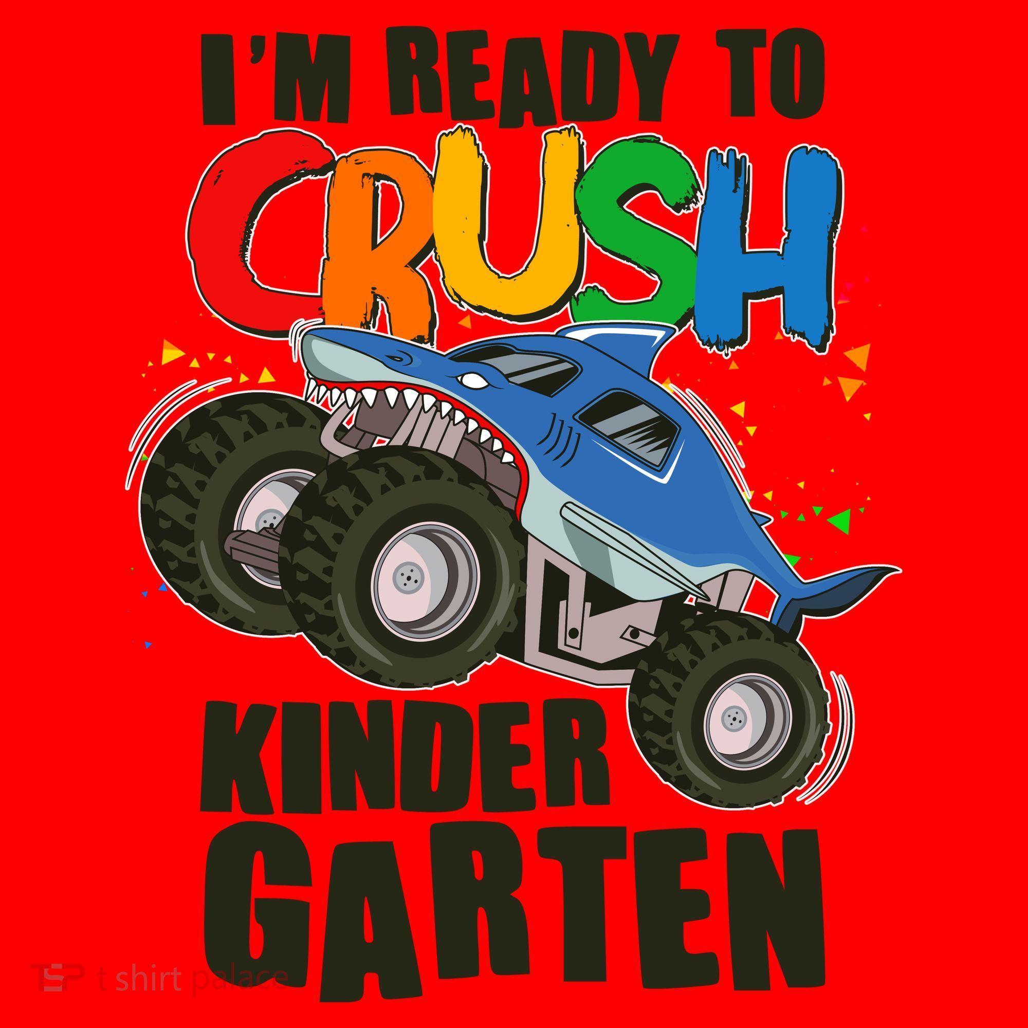 Funny I'm Ready To Crush Kindergarten Shark Monster Truck Santa Hat