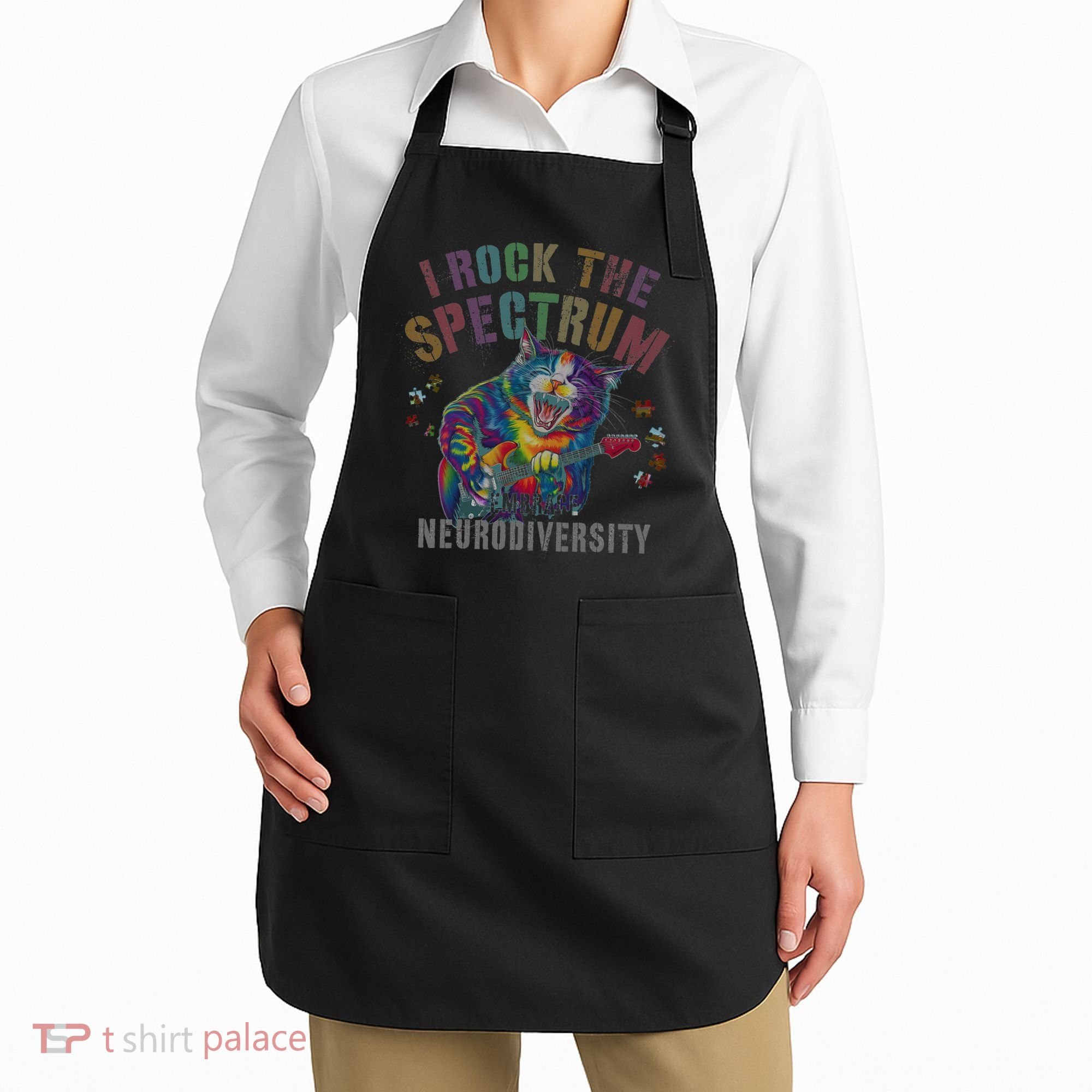 Funny I ROCK THE SPECTRUM Autism Awareness Dad Support Apron