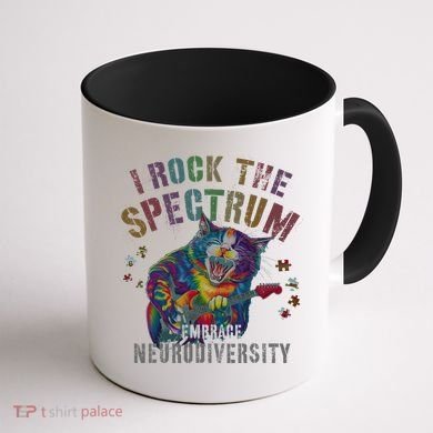 Funny I ROCK THE SPECTRUM Autism Awareness Dad Support Coffee Mug back
