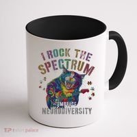 Funny I ROCK THE SPECTRUM Autism Awareness Dad Support Coffee Mug thumb 1