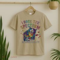 Funny I ROCK THE SPECTRUM Autism Awareness Dad Support T-Shirt thumb 2