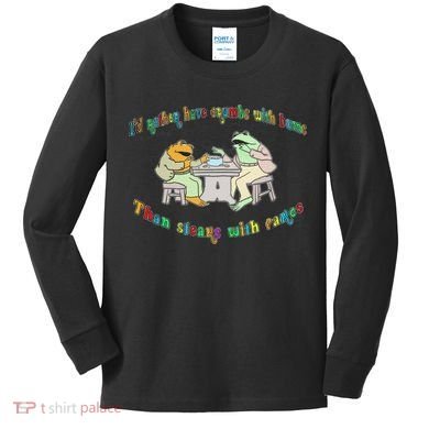 Frog I'd Rather Have Crumbs With Bums Kids Long Sleeve Shirt