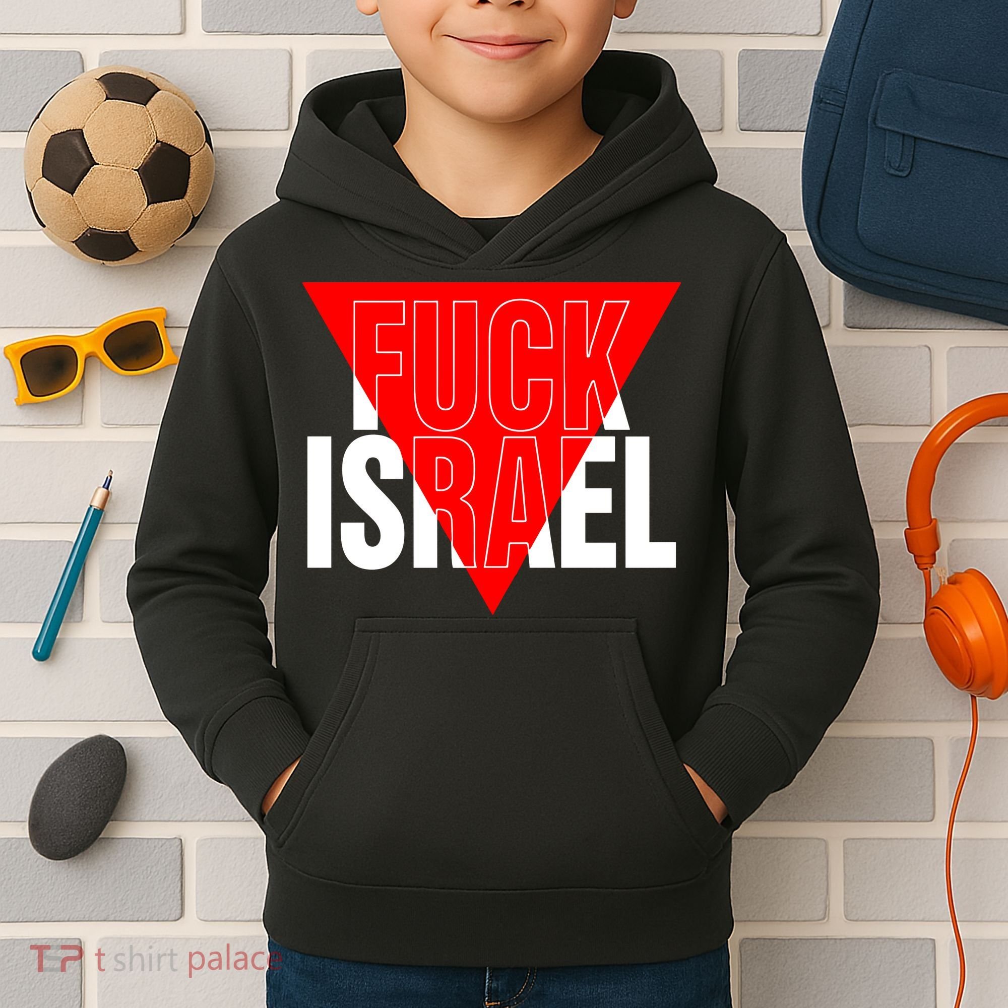 Fuck Israel Red Triangle Kids Hoodie