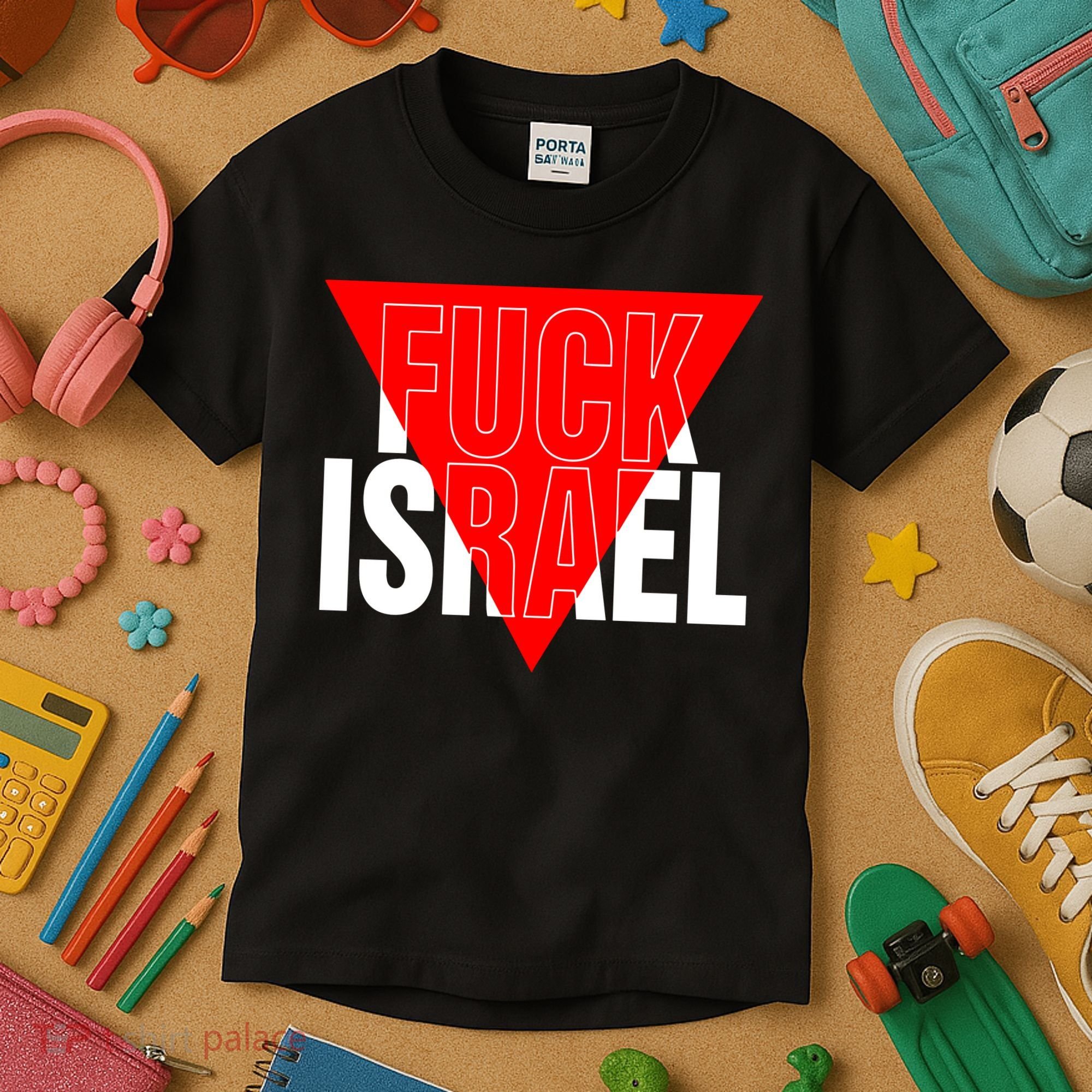 Fuck Israel Red Triangle Kids T-Shirt