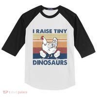 Funny I Raise Tiny Dinosaurs Chicken Joke Farmer Men Women Kids Colorblock Raglan Jersey thumb 0