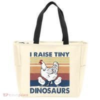 Funny I Raise Tiny Dinosaurs Chicken Joke Farmer Men Women Tote Bag thumb 0