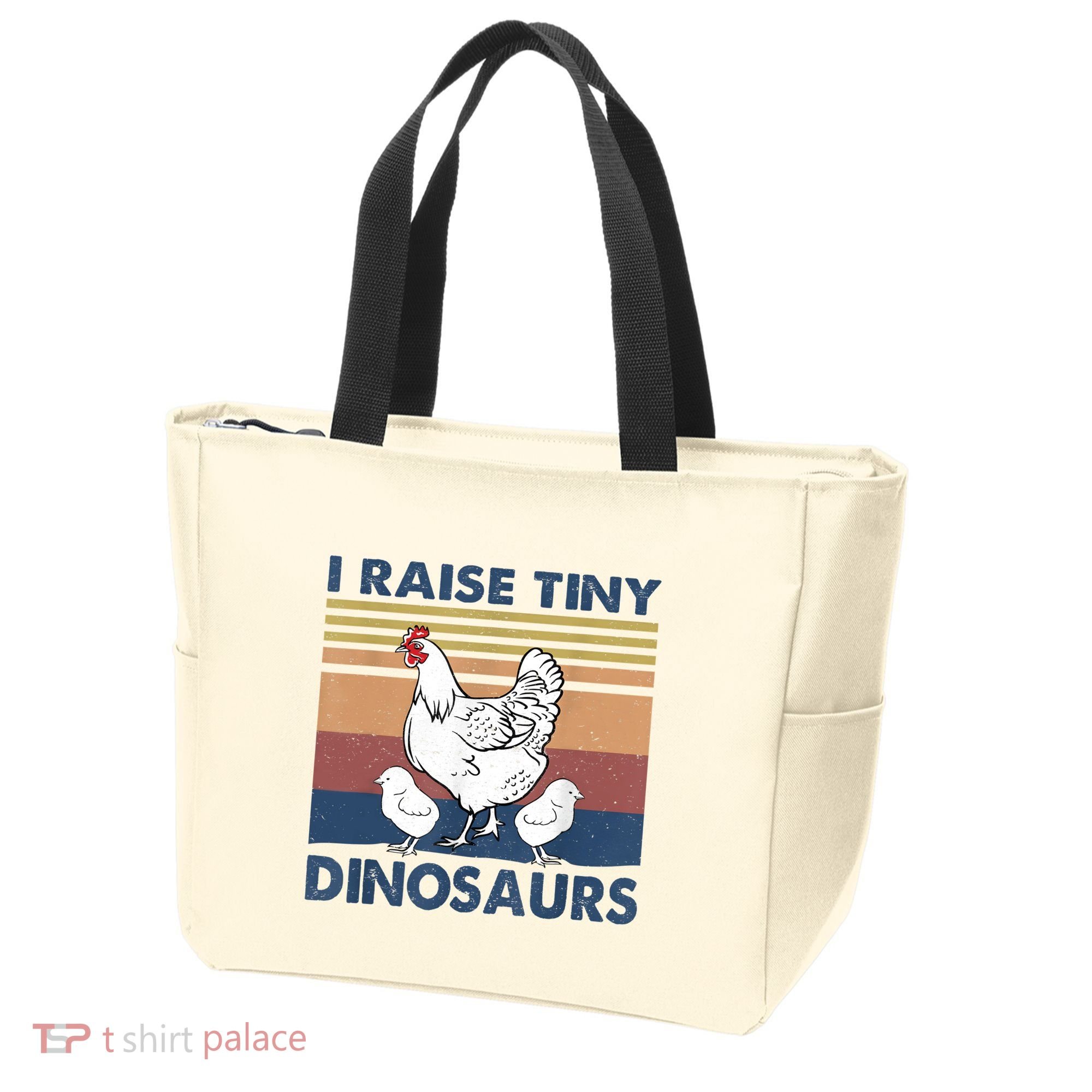 Funny I Raise Tiny Dinosaurs Chicken Joke Farmer Men Women Tote Bag