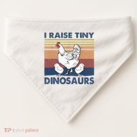 Funny I Raise Tiny Dinosaurs Chicken Joke Farmer Men Women USA-Made Doggie Bandana thumb 0