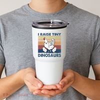 Funny I Raise Tiny Dinosaurs Chicken Joke Farmer Men Women Tumbler thumb 2