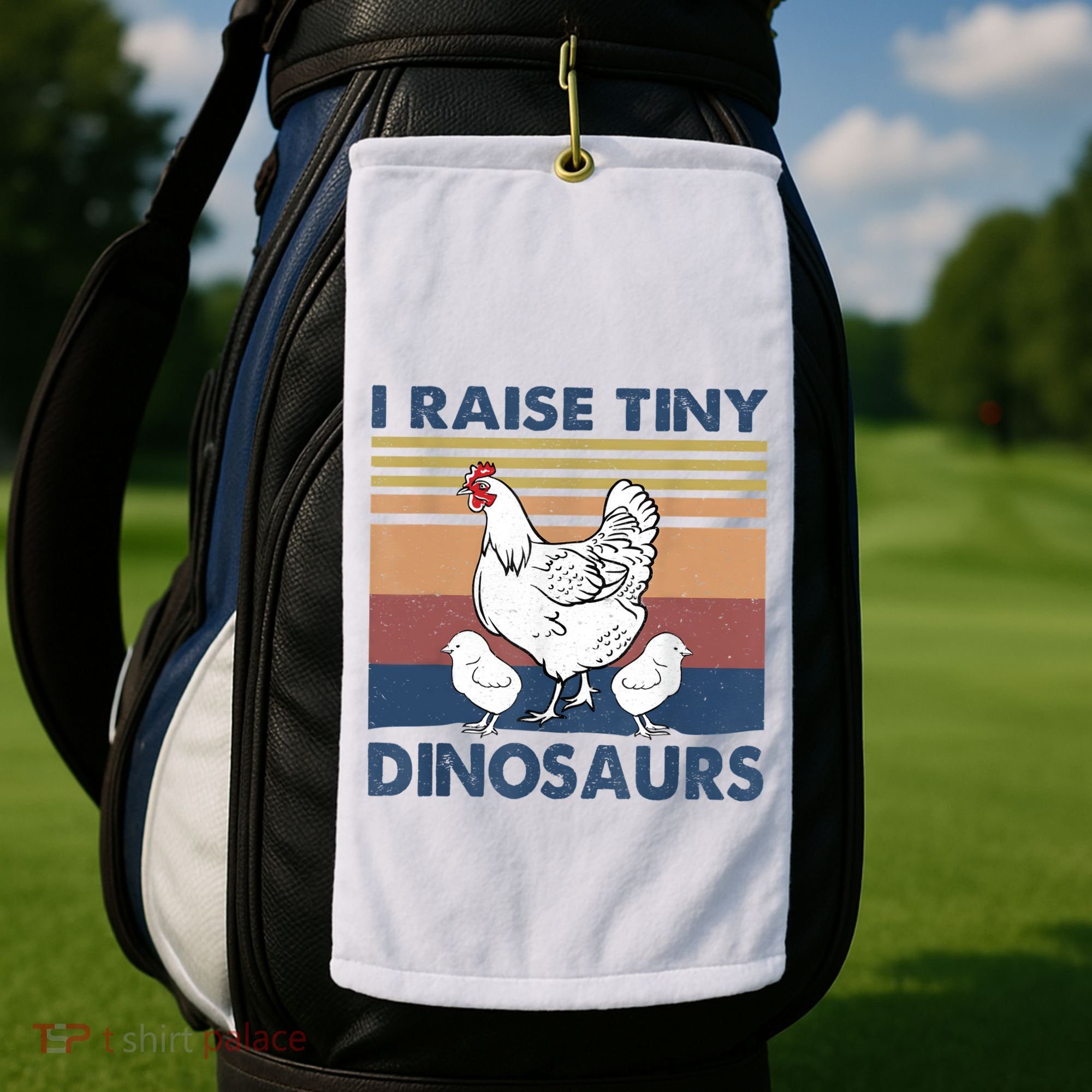 Funny I Raise Tiny Dinosaurs Chicken Joke Farmer Men Women Golf Towel