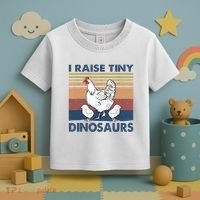 Funny I Raise Tiny Dinosaurs Chicken Joke Farmer Men Women Toddler T-Shirt thumb 3