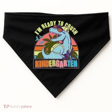Funny I'm Ready To Crush Kindergarten Retro Dinosaur USA-Made Doggie Bandana