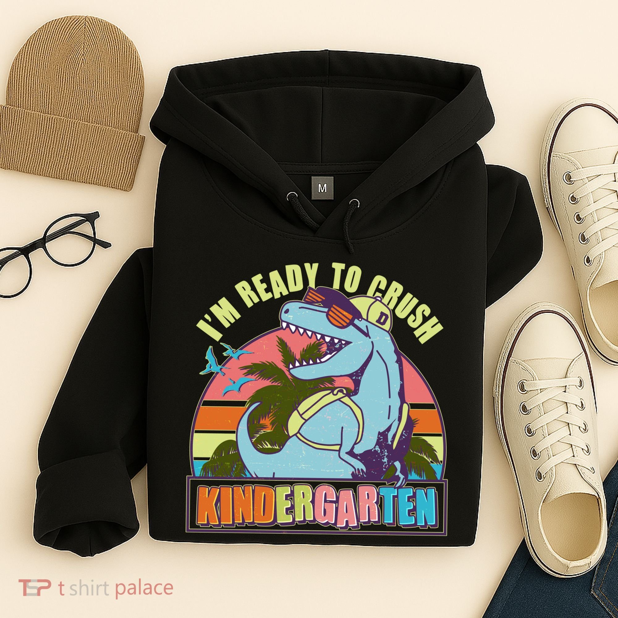 Funny I'm Ready To Crush Kindergarten Retro Dinosaur Hoodie