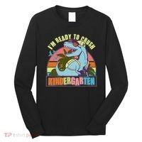 Funny I'm Ready To Crush Kindergarten Retro Dinosaur Long Sleeve Shirt thumb 0