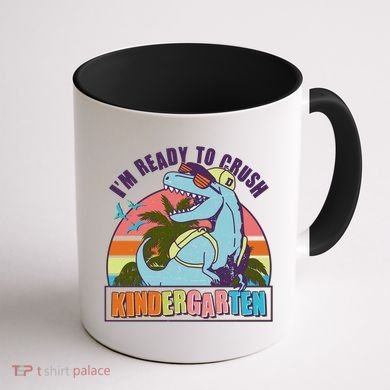 Funny I'm Ready To Crush Kindergarten Retro Dinosaur Coffee Mug back