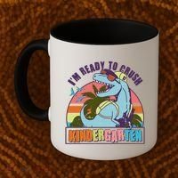 Funny I'm Ready To Crush Kindergarten Retro Dinosaur Coffee Mug thumb 2