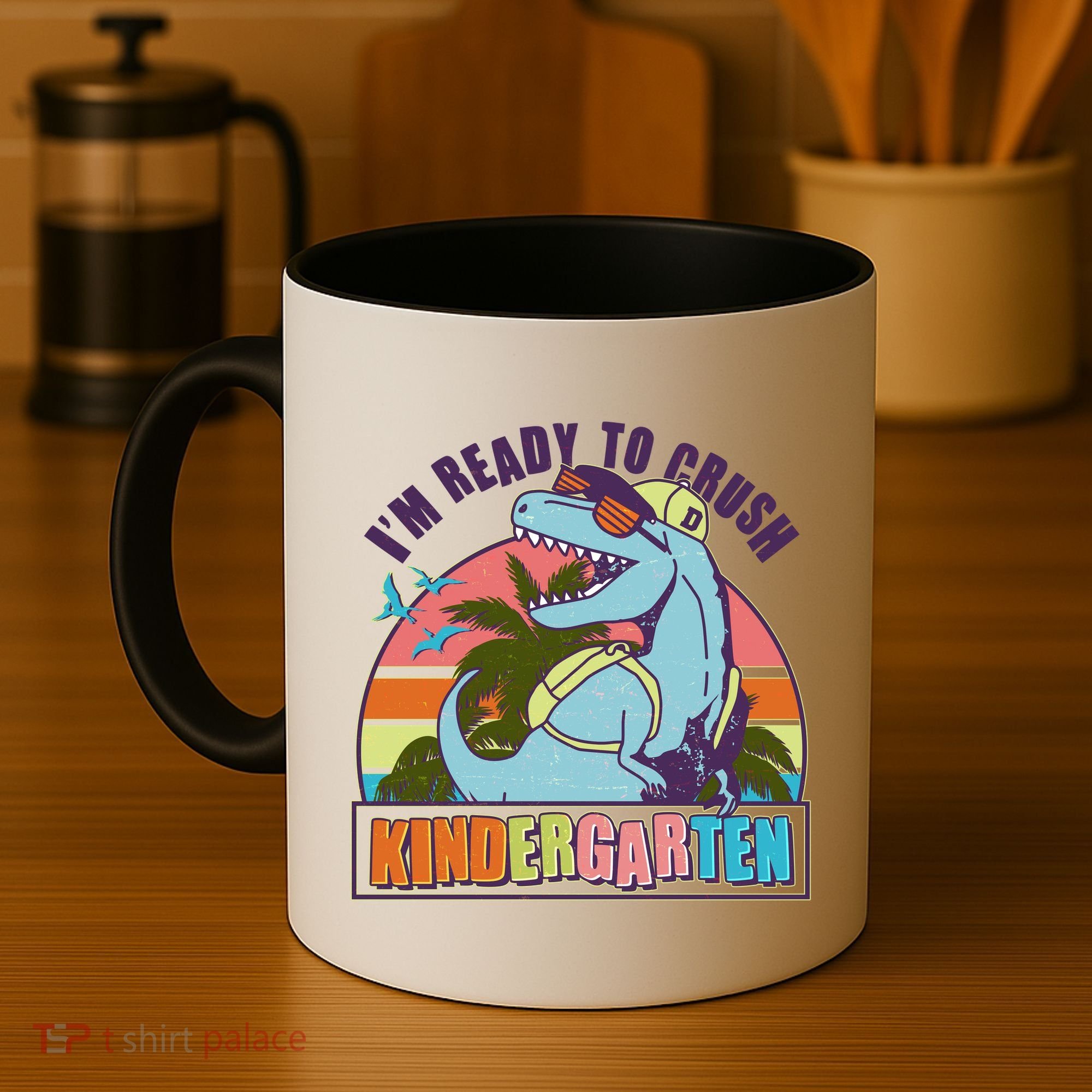 Funny I'm Ready To Crush Kindergarten Retro Dinosaur Coffee Mug