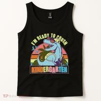 Funny I'm Ready To Crush Kindergarten Retro Dinosaur Tank Top thumb 2