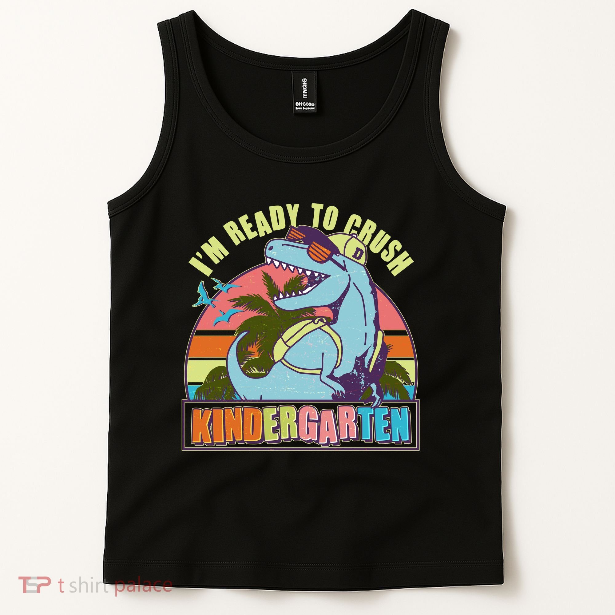 Funny I'm Ready To Crush Kindergarten Retro Dinosaur Tank Top