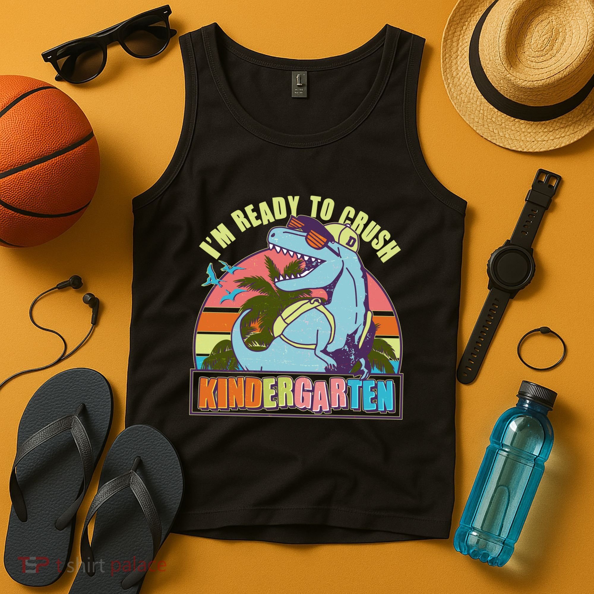 Funny I'm Ready To Crush Kindergarten Retro Dinosaur Tank Top