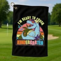 Funny I'm Ready To Crush Kindergarten Retro Dinosaur Golf Towel thumb 1