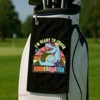 Funny I'm Ready To Crush Kindergarten Retro Dinosaur Golf Towel thumb 2
