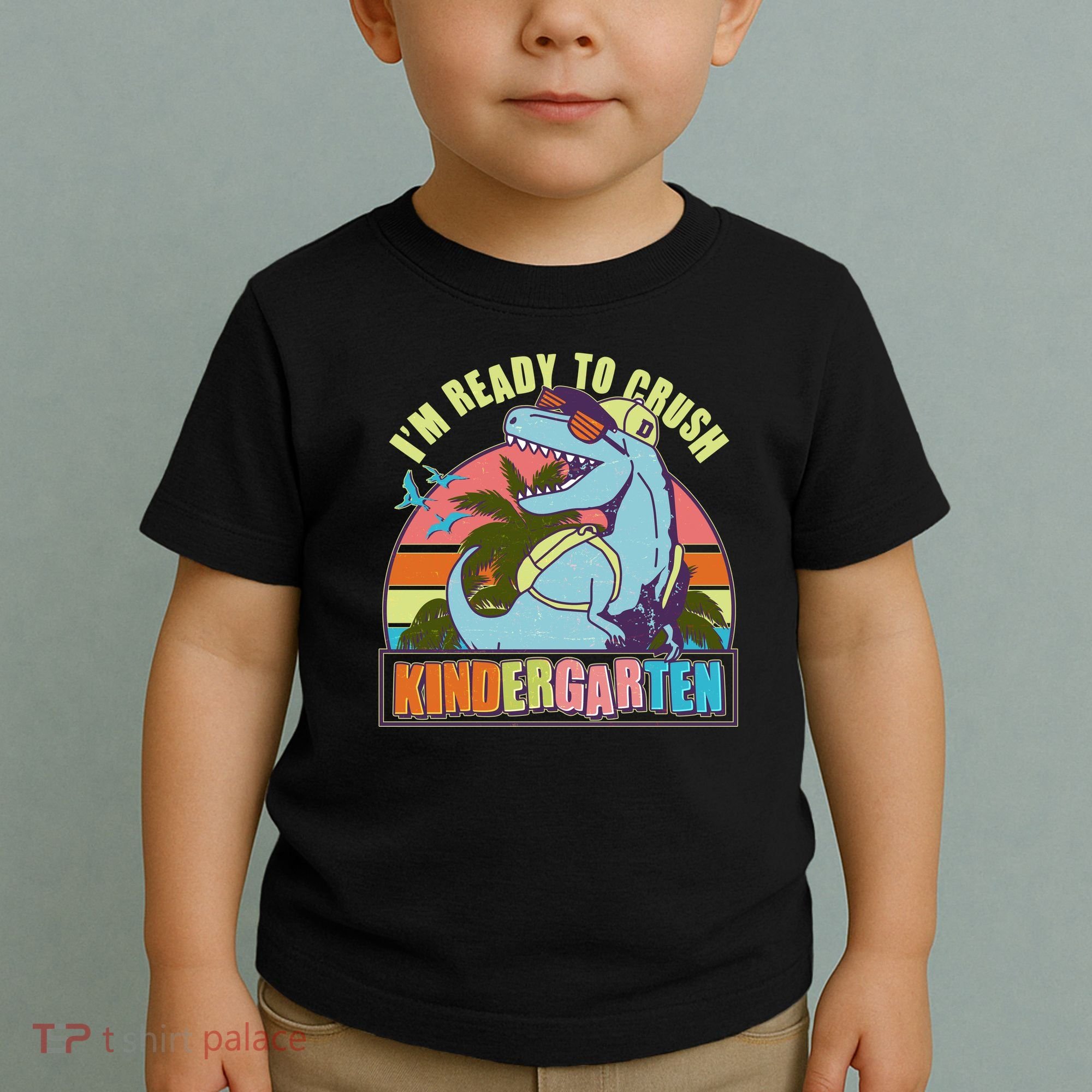 Funny I'm Ready To Crush Kindergarten Retro Dinosaur Toddler T-Shirt