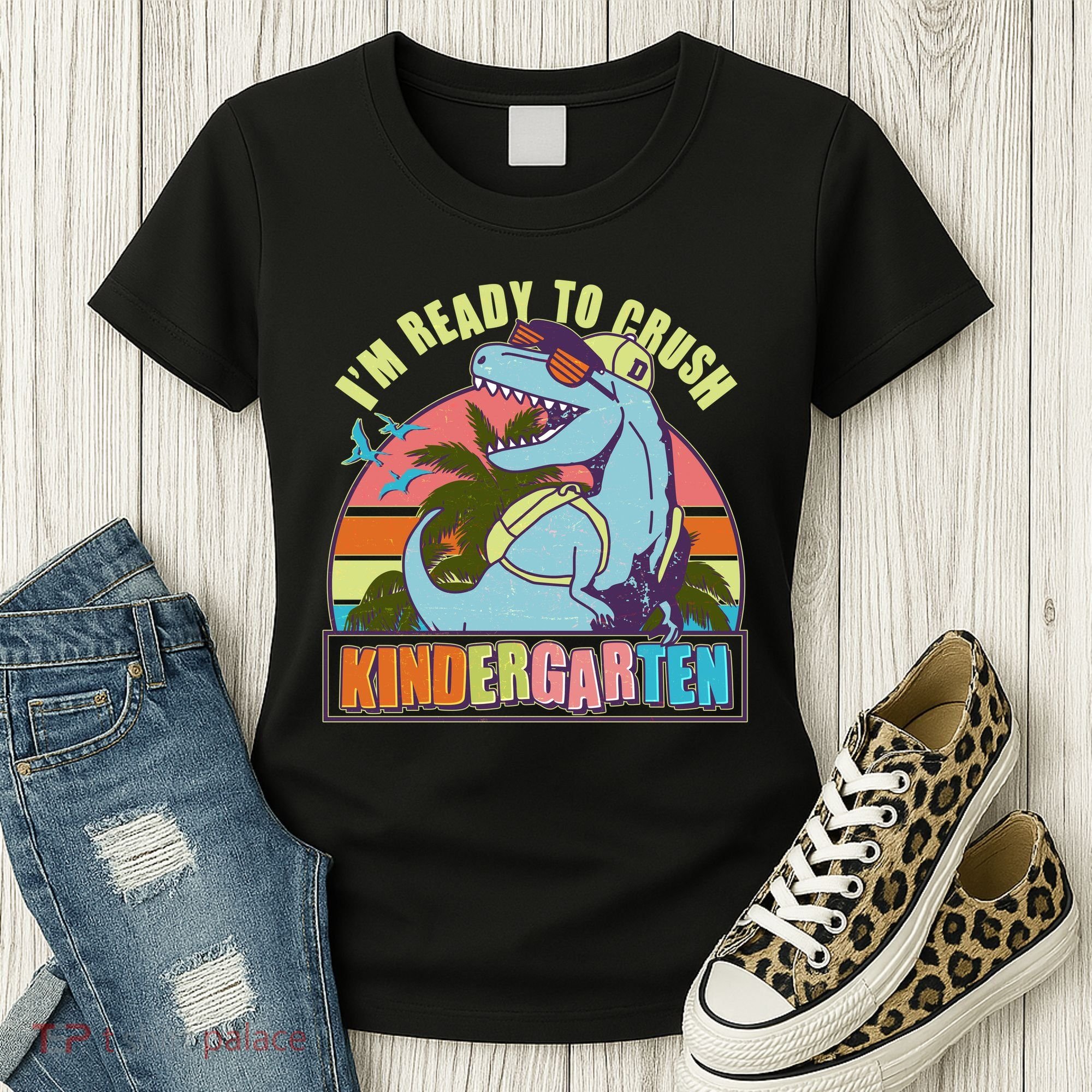 Funny I'm Ready To Crush Kindergarten Retro Dinosaur Women's T-Shirt