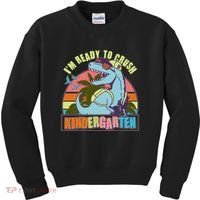 Funny I'm Ready To Crush Kindergarten Retro Dinosaur Kids Sweatshirt thumb 0