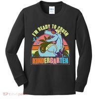 Funny I'm Ready To Crush Kindergarten Retro Dinosaur Kids Long Sleeve Shirt thumb 0