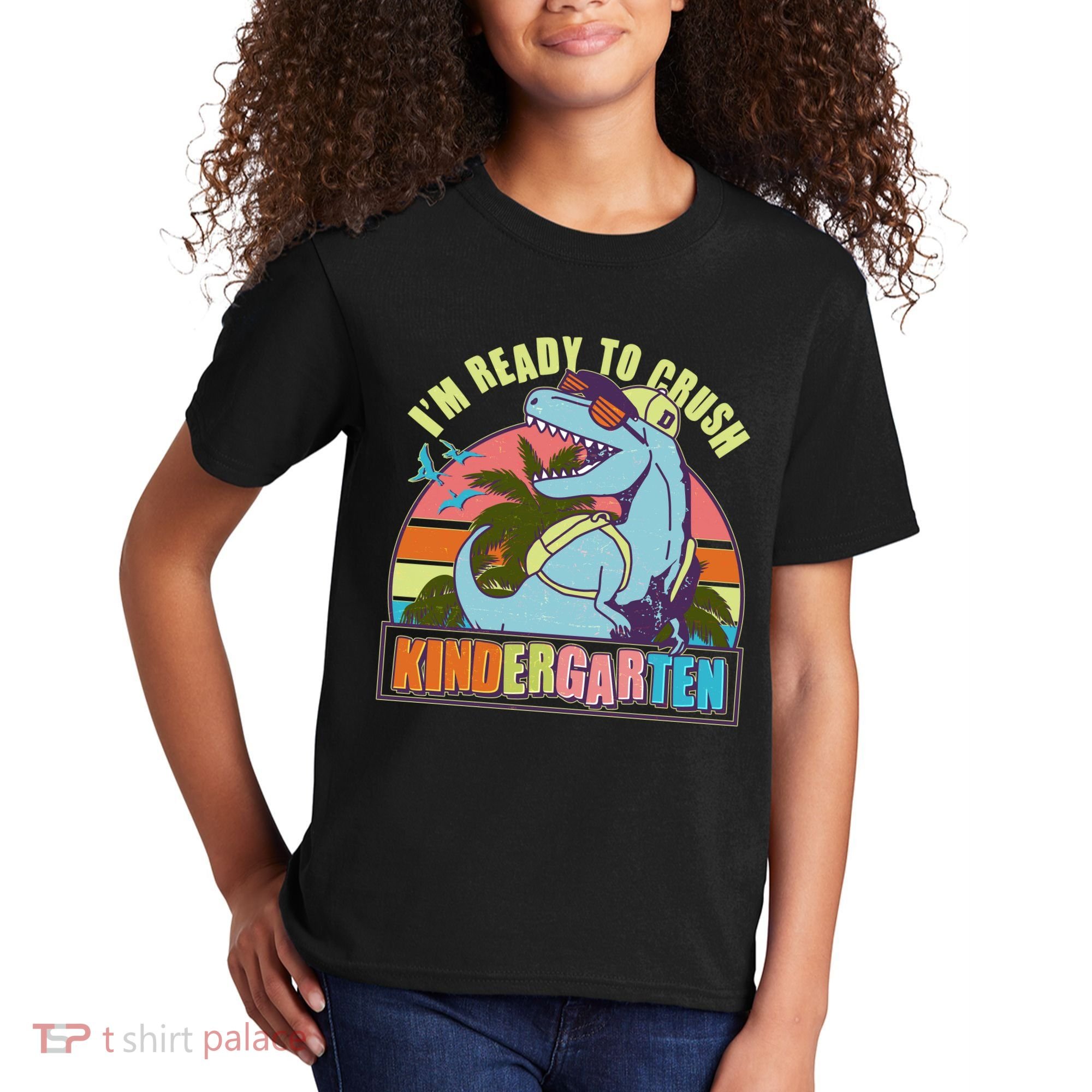 Funny I'm Ready To Crush Kindergarten Retro Dinosaur Kids T-Shirt
