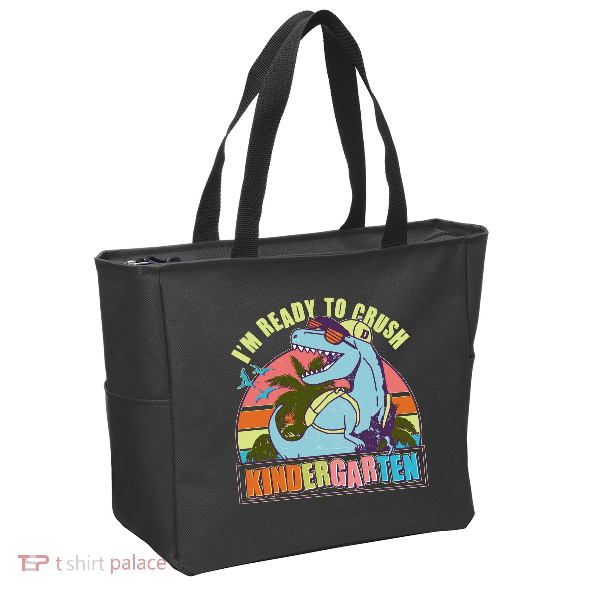 Funny I'm Ready To Crush Kindergarten Retro Dinosaur Tote Bag