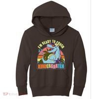 Funny I'm Ready To Crush Kindergarten Retro Dinosaur Kids Hoodie thumb 0