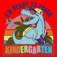 Funny I'm Ready To Crush Kindergarten Retro Dinosaur Santa Hat thumb 1