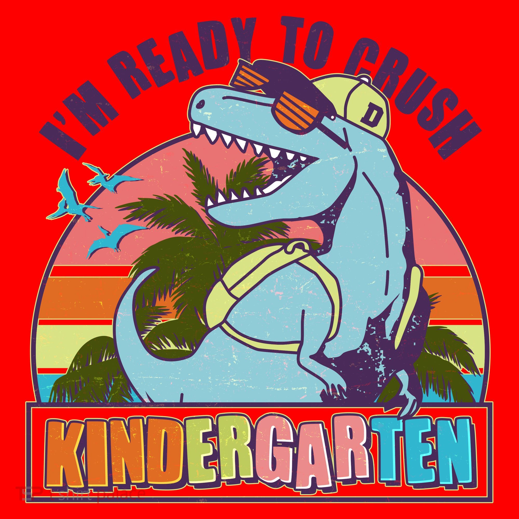 Funny I'm Ready To Crush Kindergarten Retro Dinosaur Santa Hat