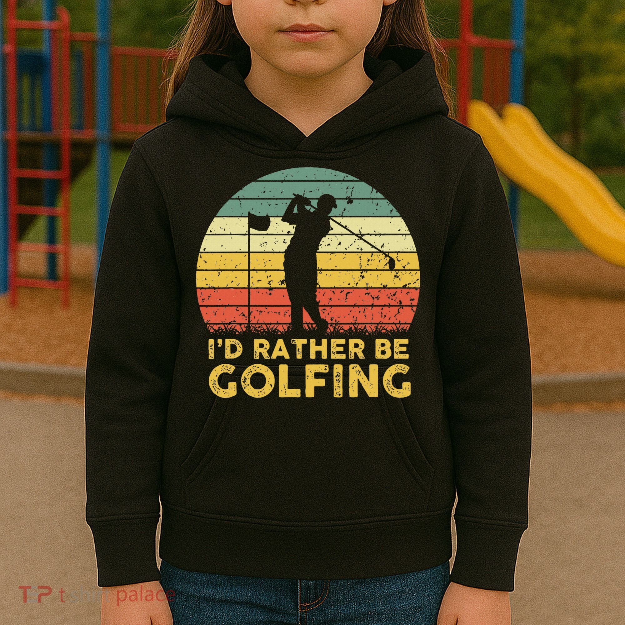 Funny Id Rather Be Golfing Kids Hoodie