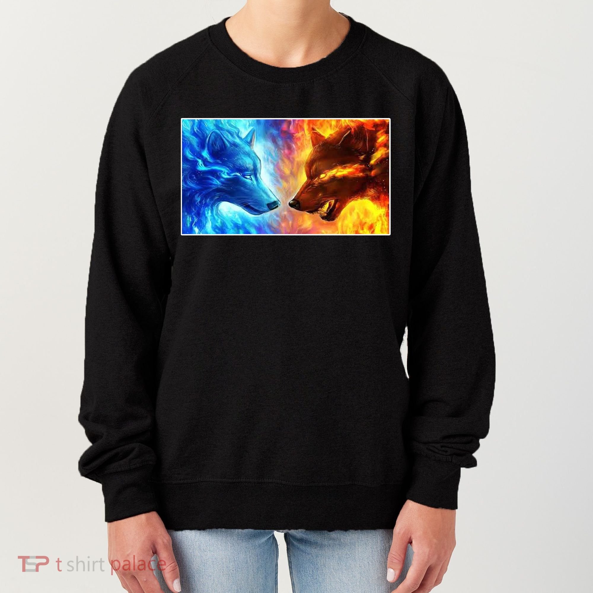 Fire And Ice Wolf Cool Graphic Women's Sweatshirt